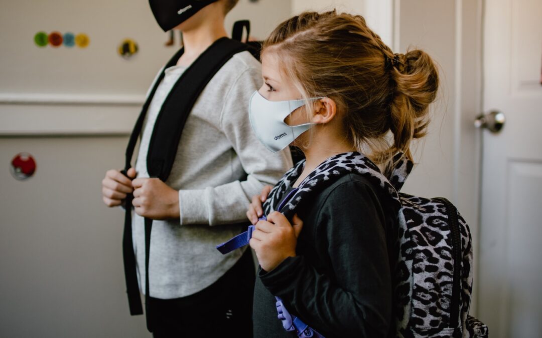 Children wearing face masks